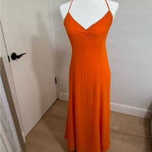 Reformation Strapless Orange Dress